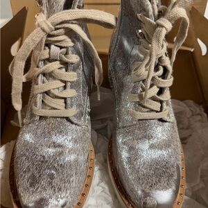 Dolce Vita Silver Lace Up Boots